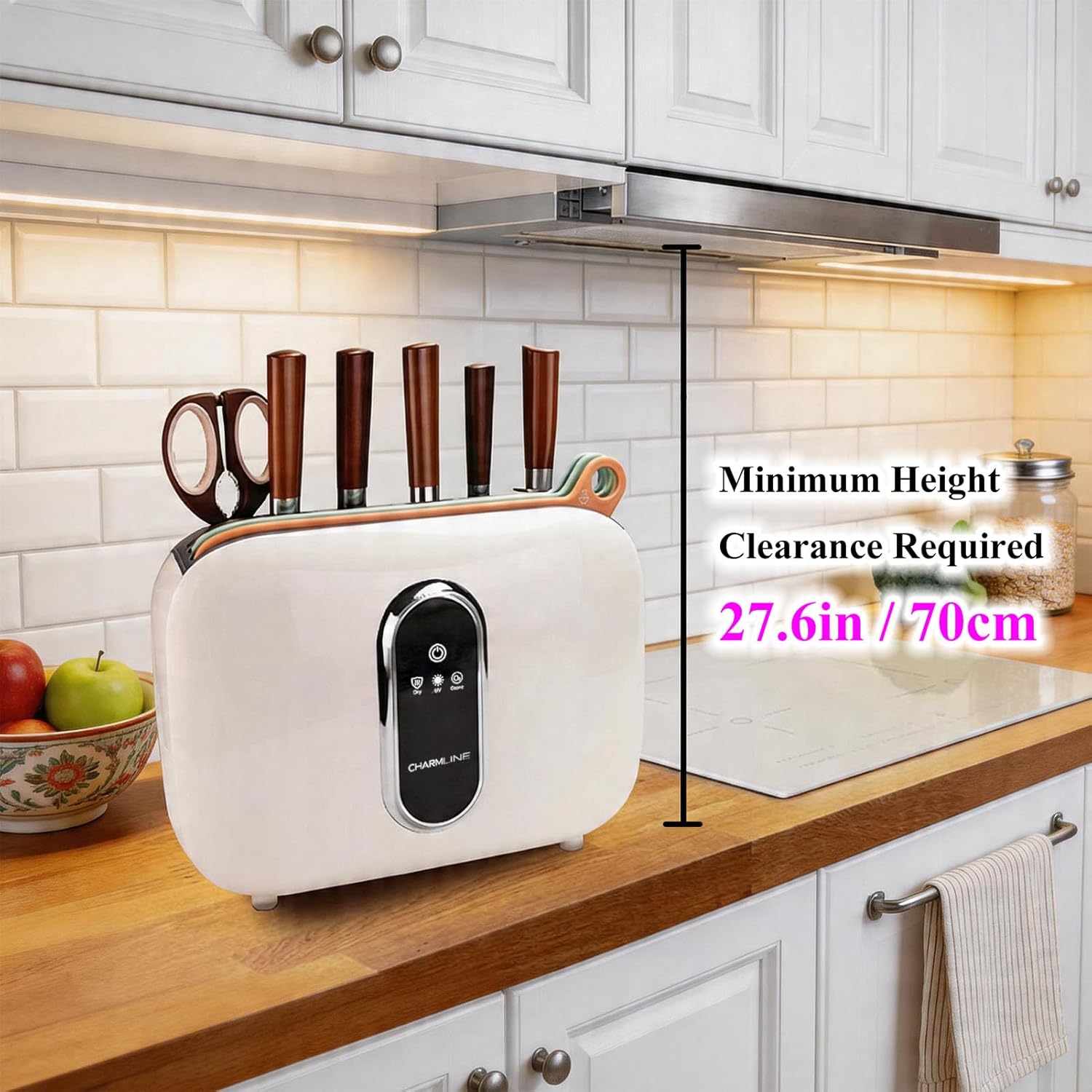 Self-Cleaning & Drying, Cutting Board and Knife Set with Holder