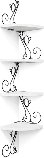 Cute Corner Storage Wood Shelves Decorative Rustic Radial Shelf in Cat Shape Carbonized Black