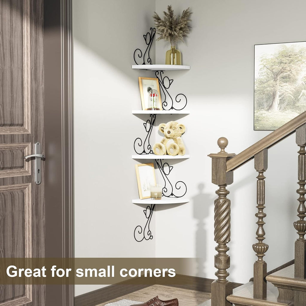 Cute Corner Storage Wood Shelves Decorative Rustic Radial Shelf in Cat Shape Carbonized Black