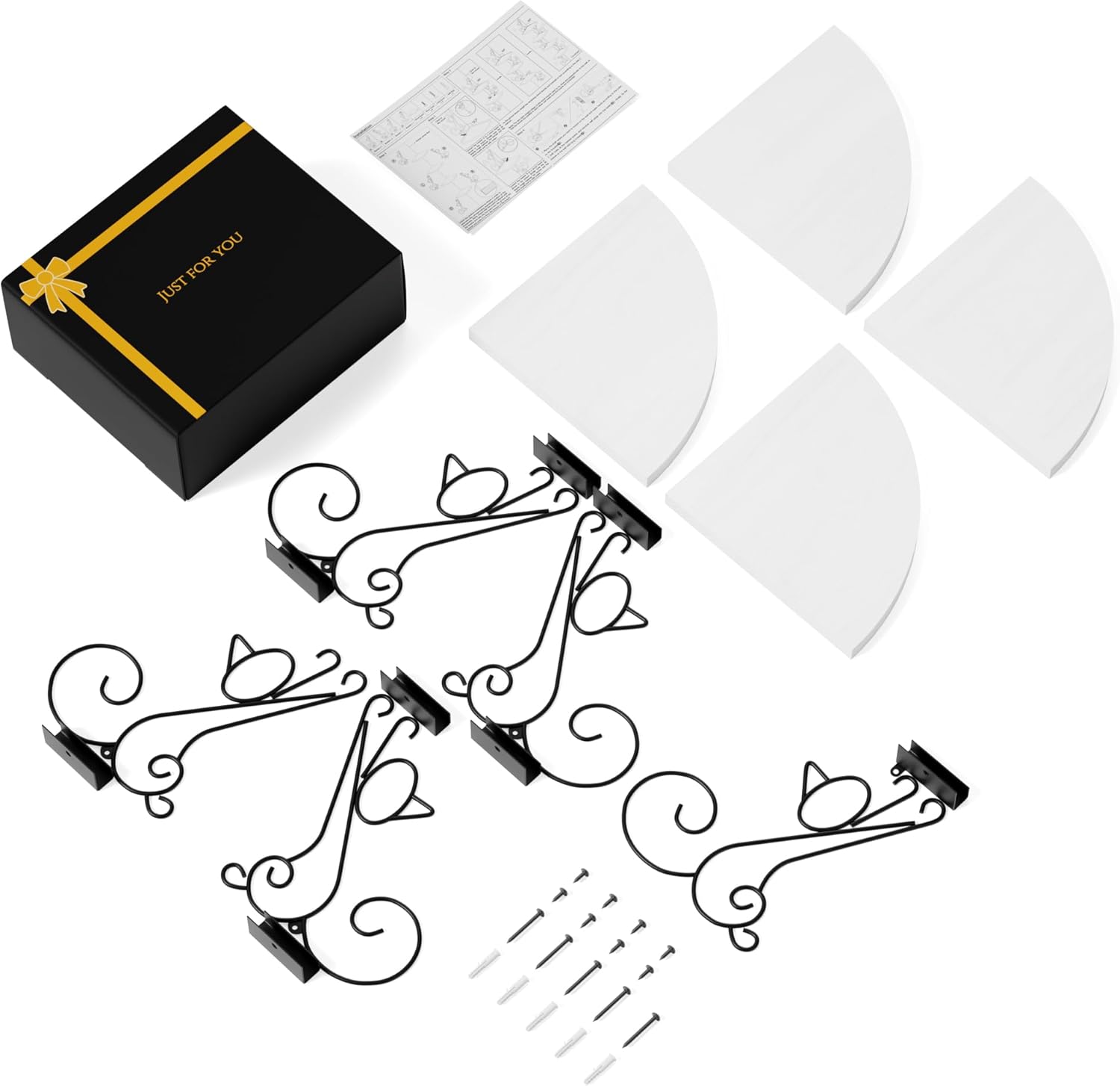 Cute Corner Storage Wood Shelves Decorative Rustic Radial Shelf in Cat Shape Carbonized Black