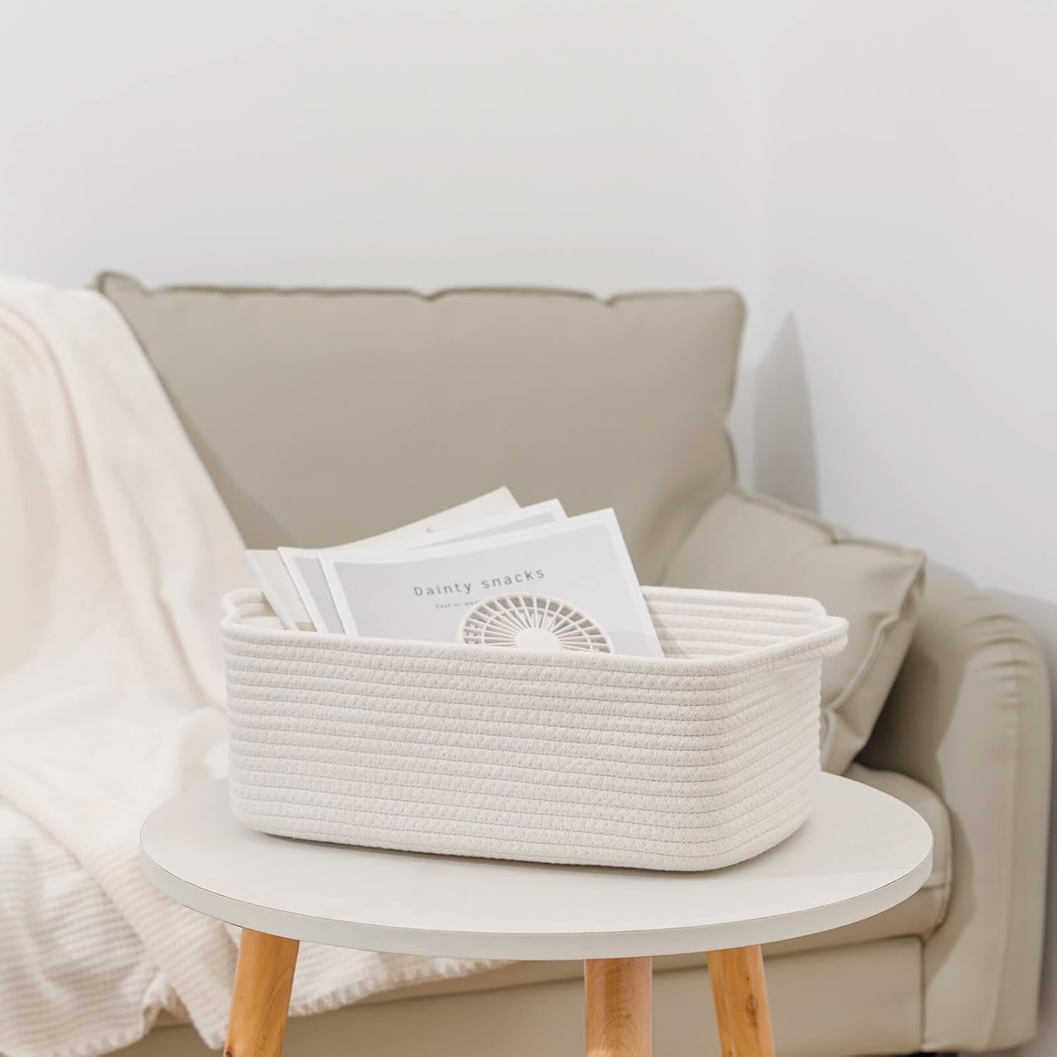 Durable Small Cotton Rope Basket for Organizing