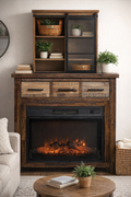 Cozy, Rustic Electric Fireplace and Space saving shelf unit IDEA!!