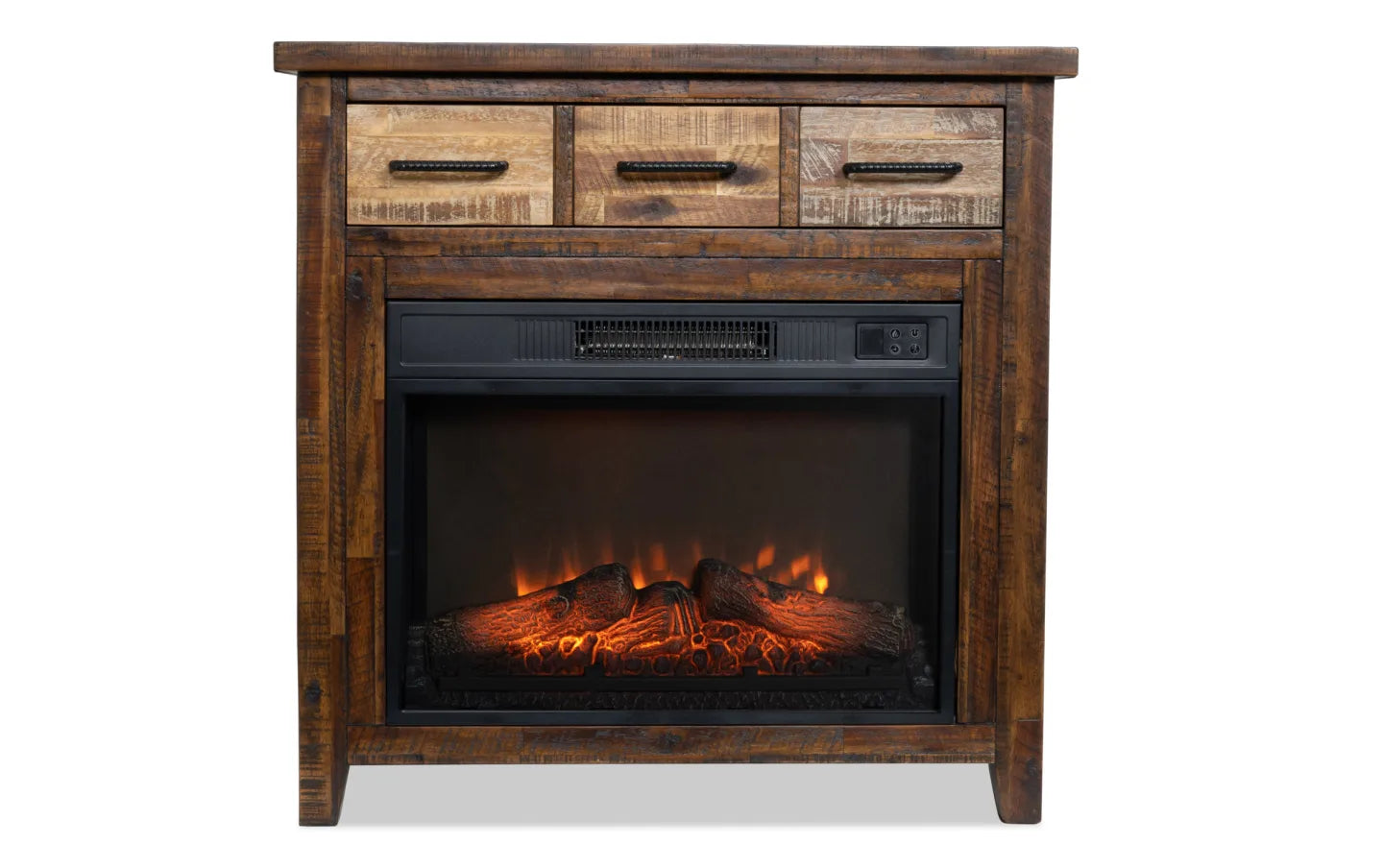 Cozy, Rustic Electric Fireplace and Space saving shelf unit IDEA!!