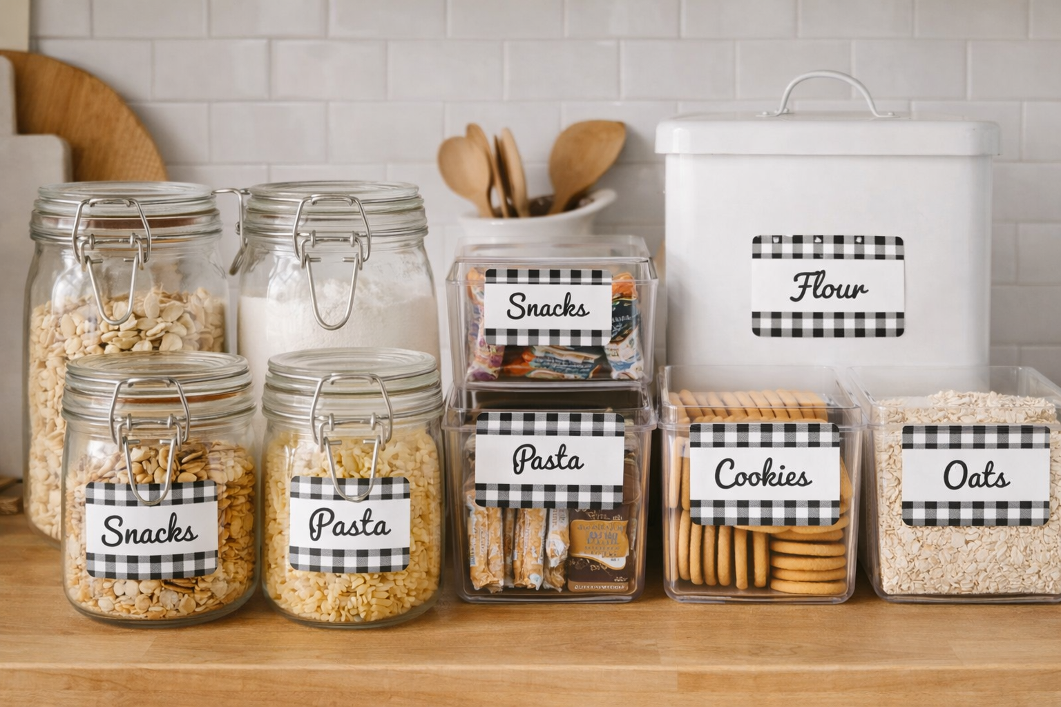 Buffalo Plaid Write On Pantry Labels