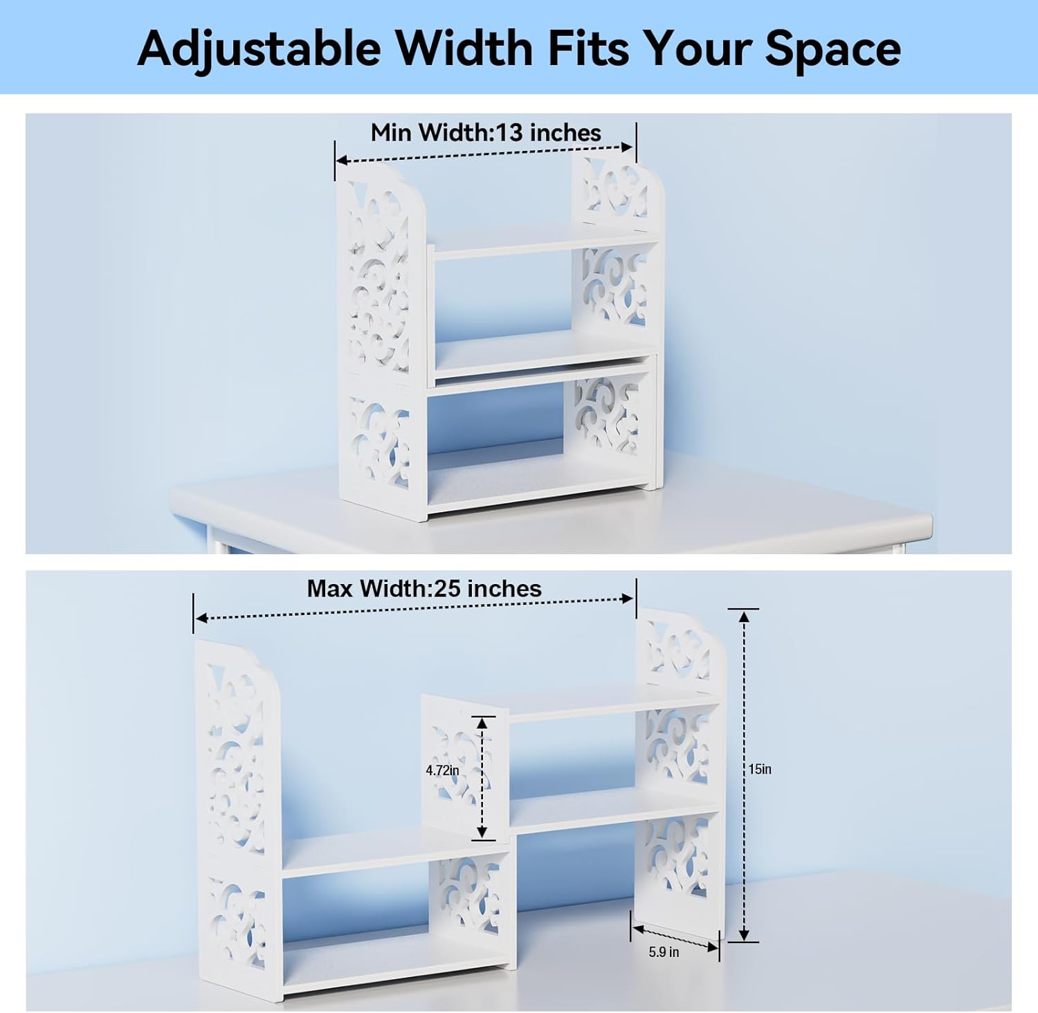Shelf for Top of Desk - Adjustable Desktop Organizer Shelf