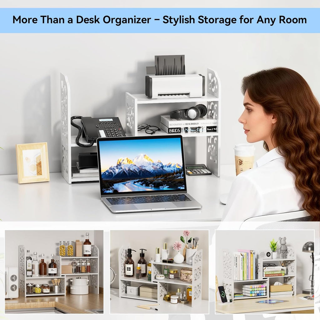 Shelf for Top of Desk - Adjustable Desktop Organizer Shelf